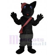 Schwarzer schottischer Hund Maskottchen Kostüm Tier mit blauen Augen