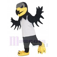 Black Night Hawk Mascot Costume Animal in White Vest