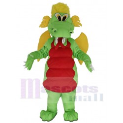 Dragon vert Costume de mascotte Animal aux ailes jaunes