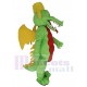 Dragón verde Disfraz de mascota Animal con alas amarillas
