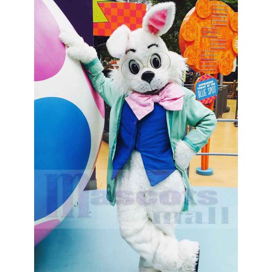 Easter Wendell Rabbit Mascot Costume Animal with Pink Bowknot