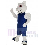 Sportliches weißes Eichhörnchen Maskottchen Kostüm Tier im blauen Trikot