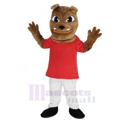 Bulldog Mascot Costume in Red T-shirt Animal