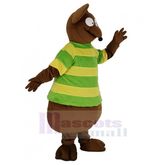 Souris brune Costume de mascotte avec T-shirt vert Animal