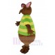 Brown Mouse Mascot Costume with Green T-shirt Animal