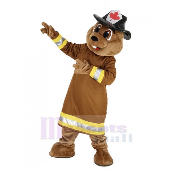 Burny Beaver Mascot Costume with Hat Animal