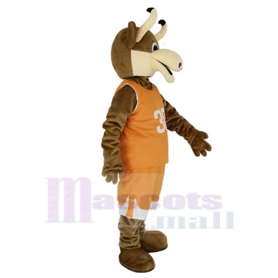 Toro de cuernos largos de Texas Traje de la mascota en Ropa Deportiva Naranja Animal