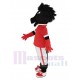 Black Horse Mascot Costume in Red Jersey Animal