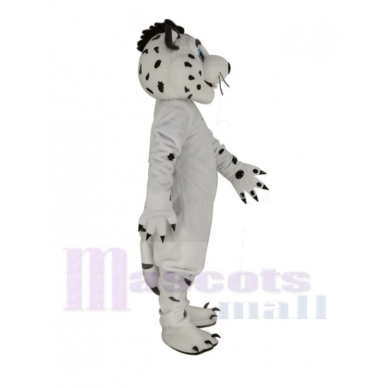 Weißer Leopard Maskottchen Kostüm mit blauen Augen Tier