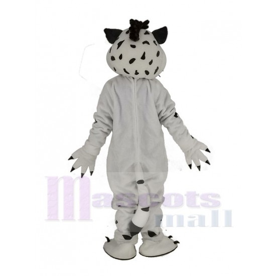 White Leopard Mascot Costume with Blue Eyes Animal