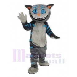 Cheshire Cat Mascot Costume with Blue Eyes from Alice's Adventure in Wonderland