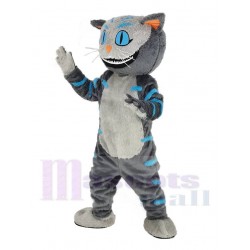 Cheshire Cat Mascot Costume with Blue Eyes from Alice's Adventure in Wonderland