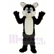 Long Wool Big Black Wolf Mascot Costume Animal
