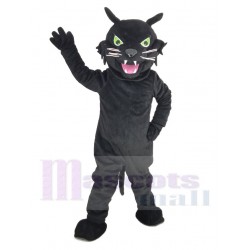 Fierce Black Panther Mascot Costume with Green Eyes Animal
