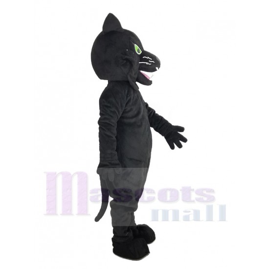 Wilder schwarzer Panther Maskottchen Kostüm mit grünen Augen Tier