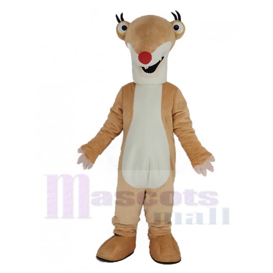 Ground Sloth Mascot Costume Animal with Red Nose Sid for Ice Age