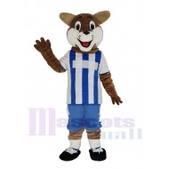 Football Fox Mascot Costume in Blue and White Jersey