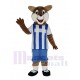 Football Fox Mascot Costume in Blue and White Jersey
