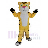 Tigre de puissance jaune Costume de mascotte au nez rose Animal