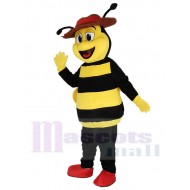 Glückliche gelbe und schwarze Biene Maskottchen Kostüm