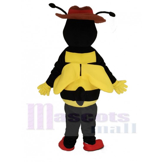 Glückliche gelbe und schwarze Biene Maskottchen Kostüm