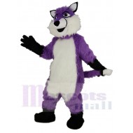 Chien Husky violet Costume de mascotte aux cheveux longs