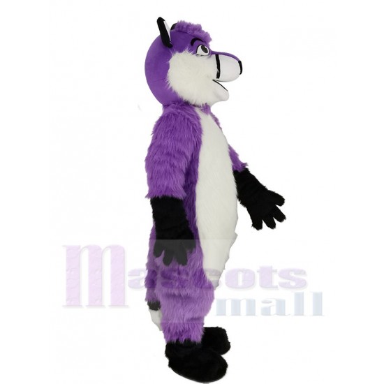 Purple Husky Dog Mascot Costume with Long Hair
