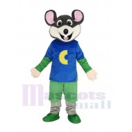 Chuck E. Cheese Mouse Mascot Costume in Blue T-shirt without Hat