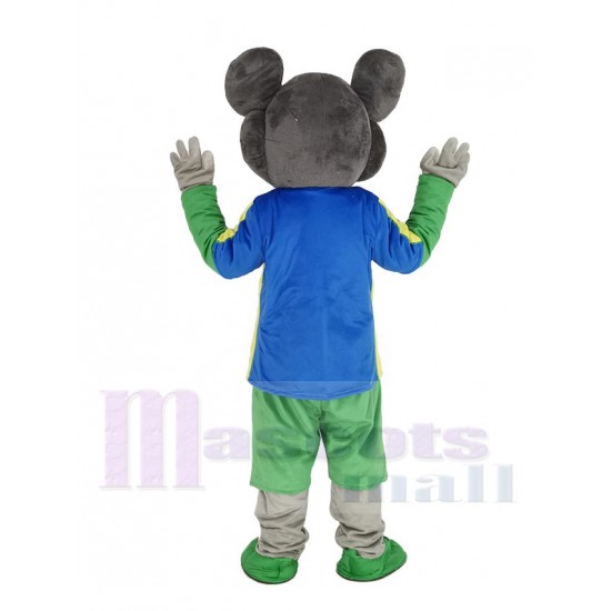 Chuck E. Cheese Mouse Mascot Costume in Blue T-shirt without Hat