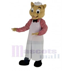 Chef Pig Mascot Costume in White Apron