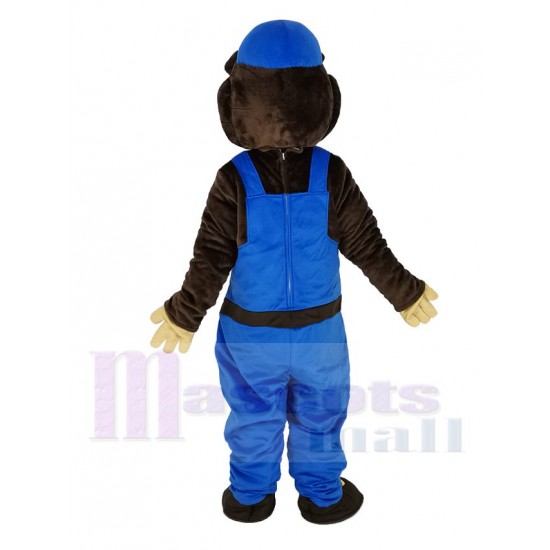 Ouvrier Gopher Costume de mascotte en salopette bleue Animal