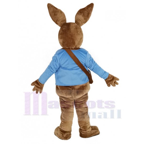 Peter Rabbit marrón Traje de la mascota en abrigo azul