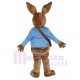 Brown Peter Rabbit Mascot Costume in Blue Coat
