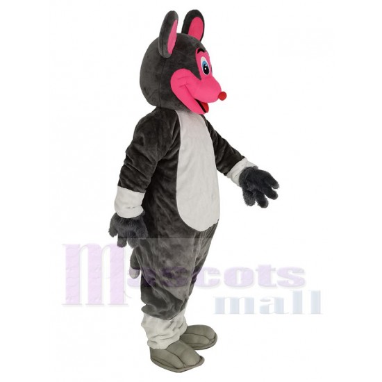 Smiling Mouse Mascot Costume with Red Face