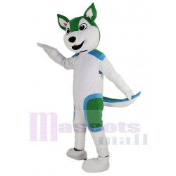 Süßer weißer und grüner Husky-Hund Maskottchen Kostüm Tier