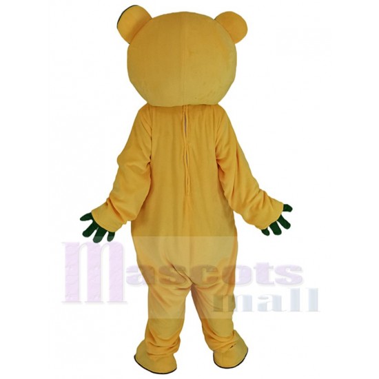 Yellow Bear Mascot Costume Animal with Green Eyes