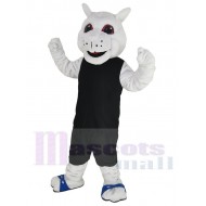 Ardilla blanca Traje de la mascota Animal en Jersey deportivo negro