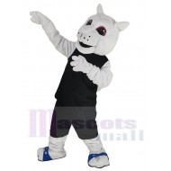 White Squirrel Mascot Costume Animal in Black Sport Jersey