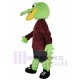 Grüner Alligator Maskottchen Kostüm im kastanienbraunen Hemd Tier