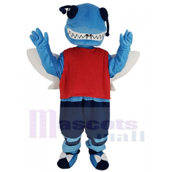 Blue Hornet Mascot Costume in Dark Blue Shorts Animal