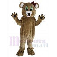 Cute Brown Female Bear Mascot Costume Animal with Green Eyes