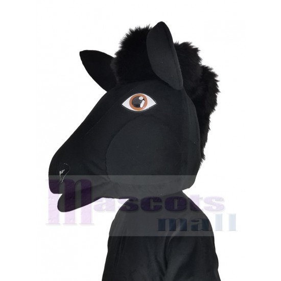 Black Power Mustang Cheval Costume de mascotte Animal