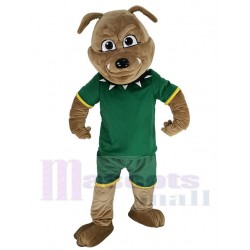 Kraft Muskeln Bulldogge Maskottchen Kostüm Tier im Grünen Jersey