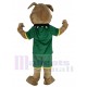 Muscles puissants Bouledogue Costume de mascotte Animal en maillot vert