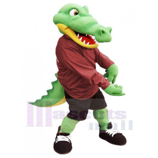 Alligator Maskottchen Kostüm in Kastanienbraunes Hemd Tier