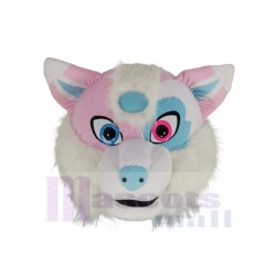 Pink and Blue Husky Dog Mascot Costume Animal Head Only