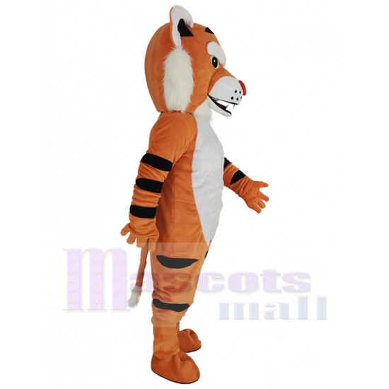 Orangefarbener Tiger Maskottchen-Kostüm Tier mit roter Nase