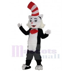 Black and White Cat Mascot Costume Animal with Red Nose