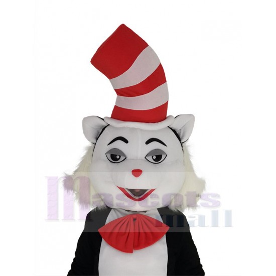 Chat noir et blanc Mascotte Costume Animal au nez rouge