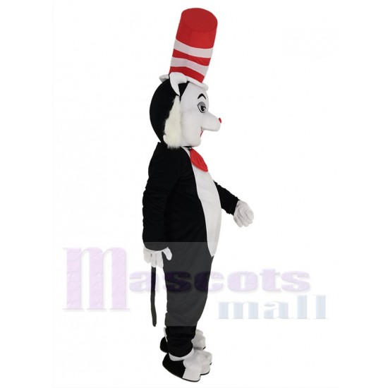Black and White Cat Mascot Costume Animal with Red Nose